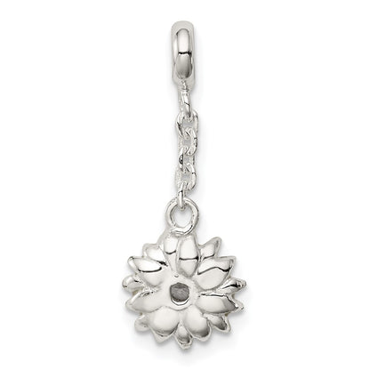Sterling Silver Yellow Enameled Flower W/Cz 1/2In Dangle Enhancer