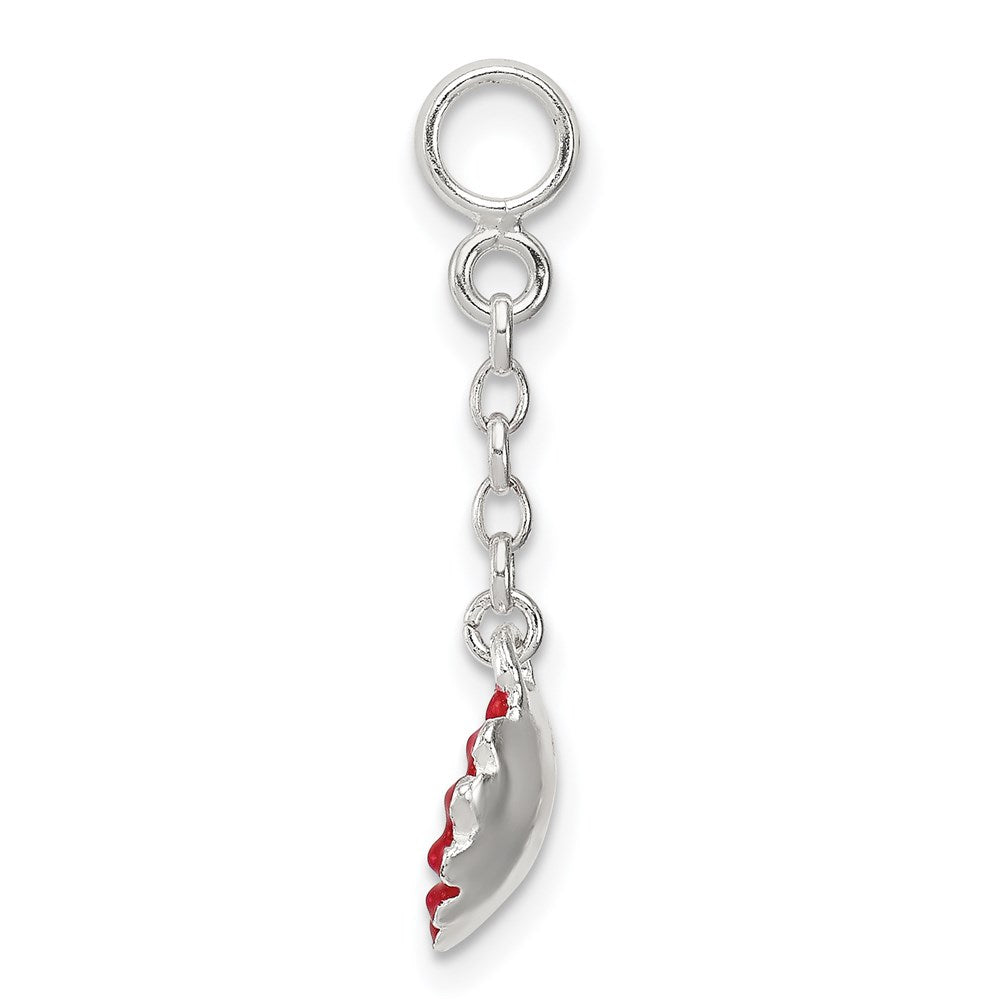 Sterling Silver Red Enameled Flower W/Cz 1/2In Dangle Enhancer