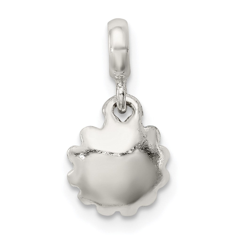 Sterling Silver Blue Enamel Flower W/ Cz Enhancer