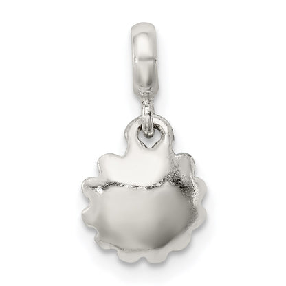 Sterling Silver Blue Enamel Flower W/ Cz Enhancer