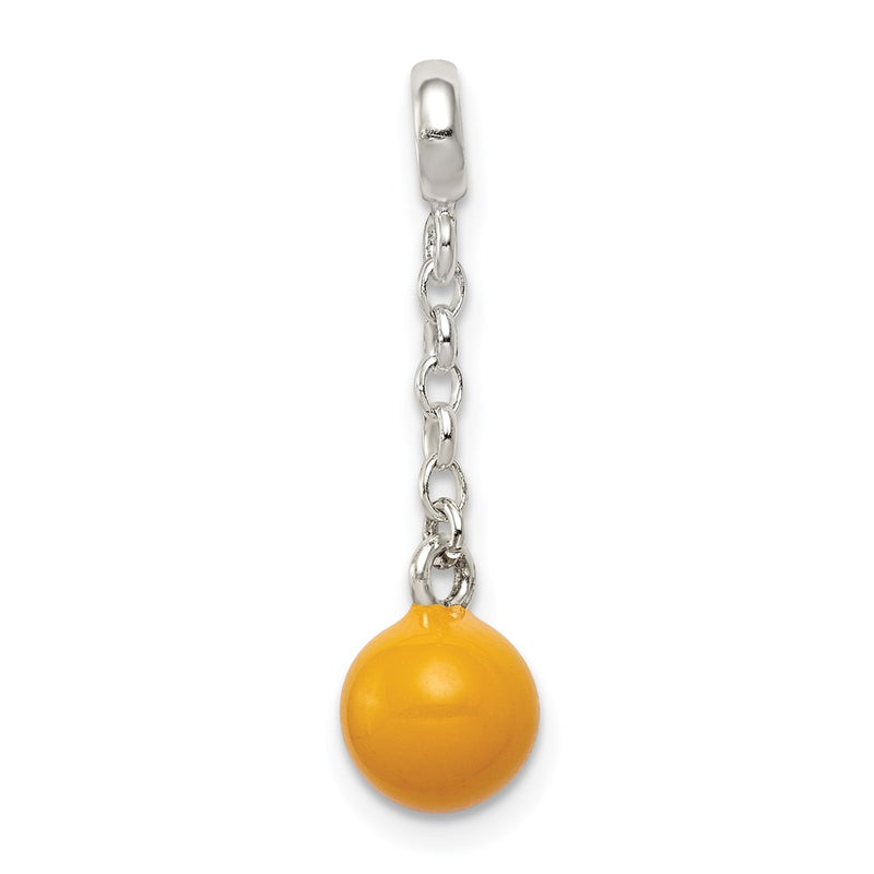 Sterling Silver Yellow Enameled Bead 1/2In Dangle Enhancer