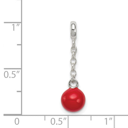 Sterling Silver Red Enameled Bead 1/2In Dangle Enhancer