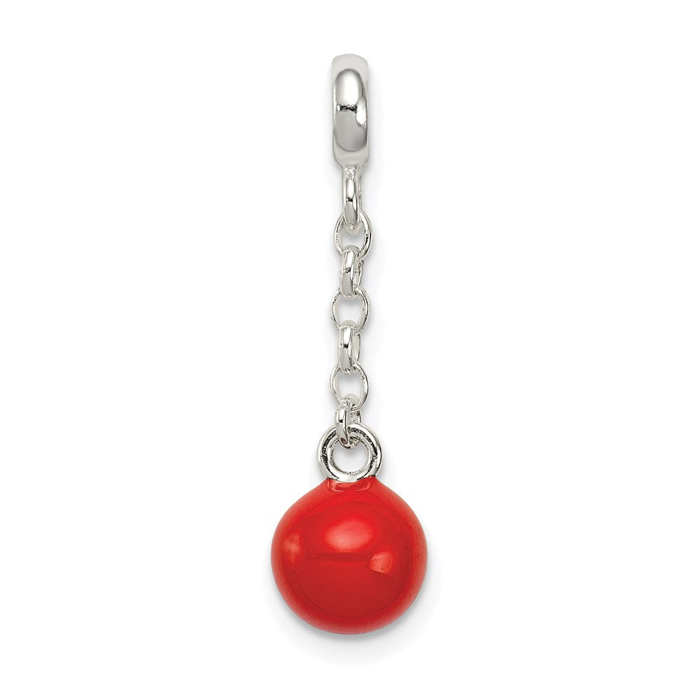 Sterling Silver Red Enameled Bead 1/2In Dangle Enhancer