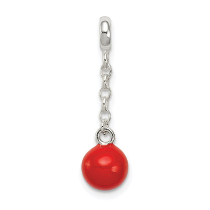 Sterling Silver Red Enameled Bead 1/2In Dangle Enhancer