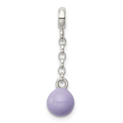 Sterling Silver Lilac Enamel Bead 1/2In Dangle Enhancer