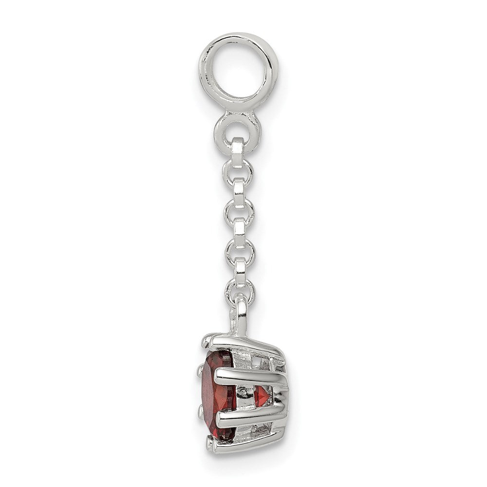 Sterling Silver Dark Red Cz 1/2In Dangle Enhancer