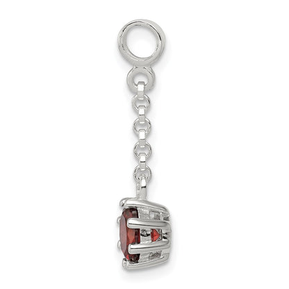 Sterling Silver Dark Red Cz 1/2In Dangle Enhancer