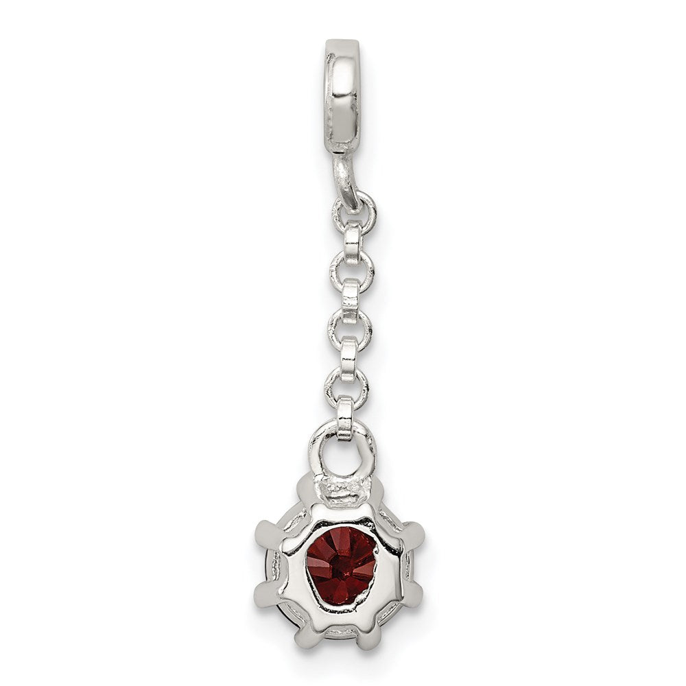 Sterling Silver Dark Red Cz 1/2In Dangle Enhancer