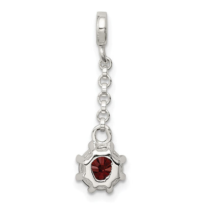 Sterling Silver Dark Red Cz 1/2In Dangle Enhancer