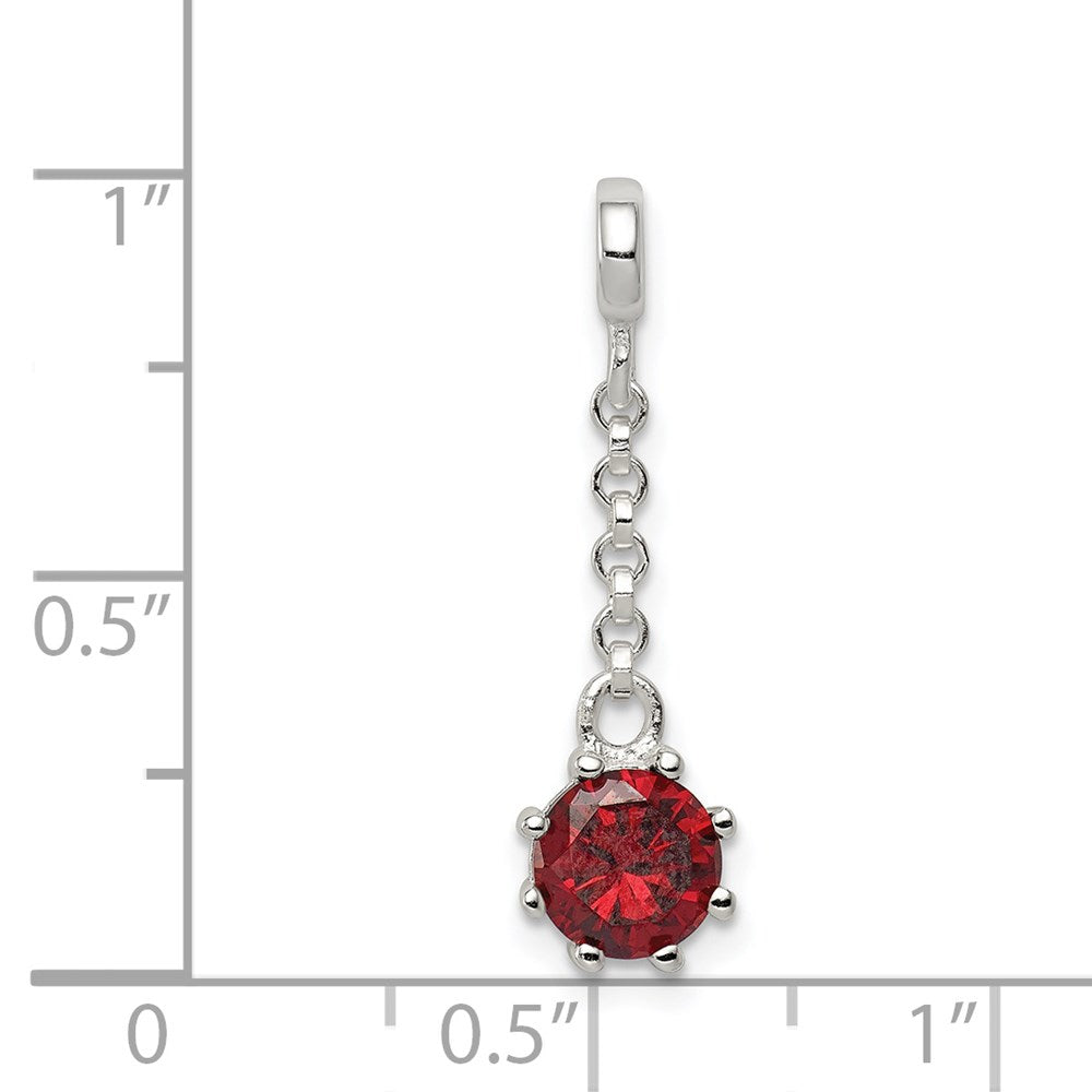 Sterling Silver Dark Red Cz 1/2In Dangle Enhancer