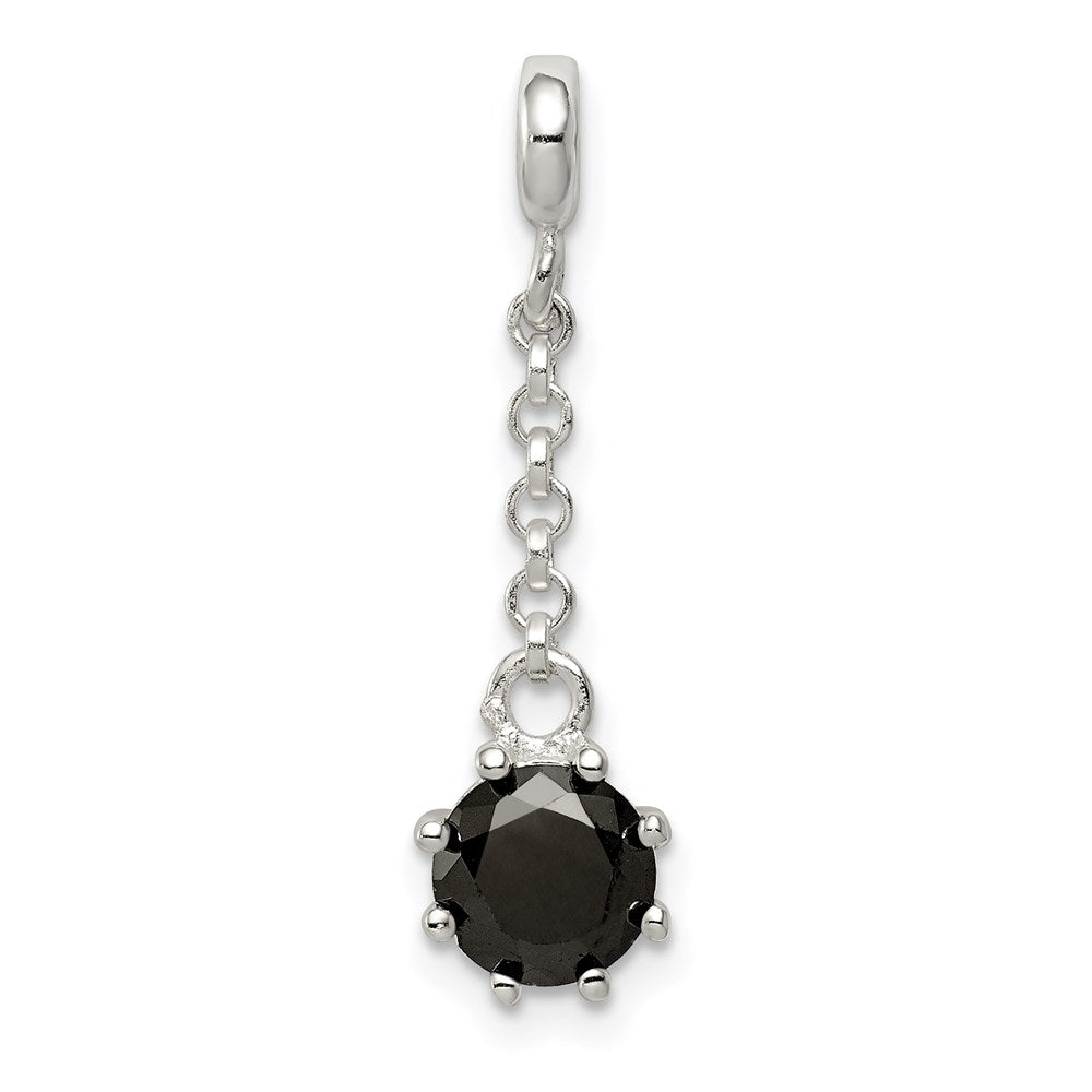 Sterling Silver Black Cz 1/2In Dangle Enhancer