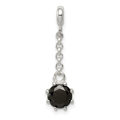 Sterling Silver Black Cz 1/2In Dangle Enhancer
