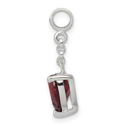 Sterling Silver Dark Red Cz Heart 1/2In Dangle Enhancer