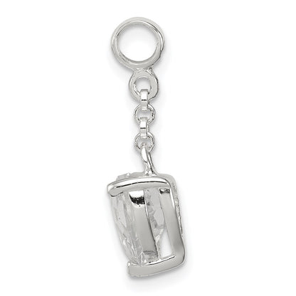 Sterling Silver Clear Cz Heart 1/2In Dangle Enhancer