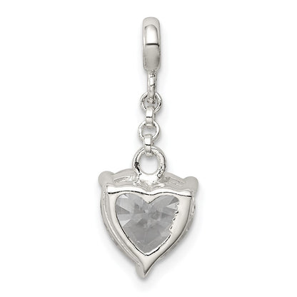 Sterling Silver Clear Cz Heart 1/2In Dangle Enhancer