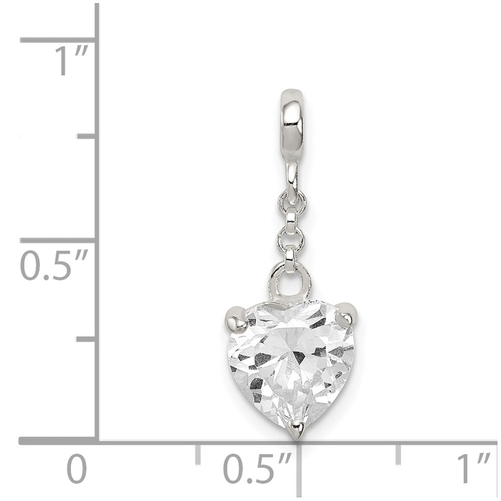 Sterling Silver Clear Cz Heart 1/2In Dangle Enhancer
