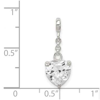 Sterling Silver Clear Cz Heart 1/2In Dangle Enhancer