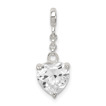 Sterling Silver Clear Cz Heart 1/2In Dangle Enhancer