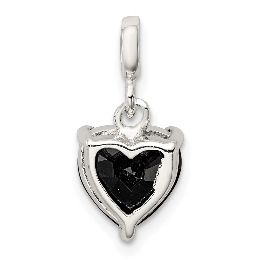 Sterling Silver Black Cz Heart Enhancer