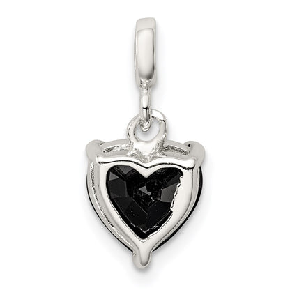 Sterling Silver Black Cz Heart Enhancer