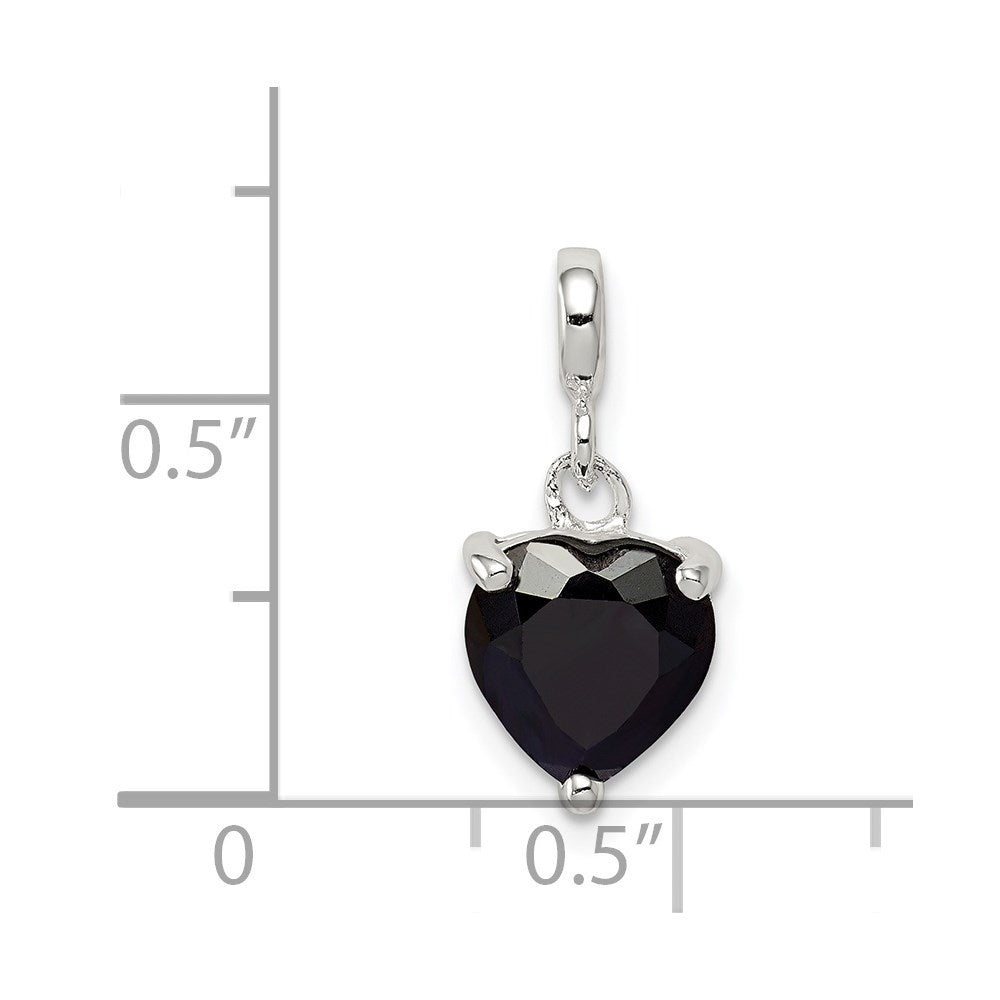 Sterling Silver Black Cz Heart Enhancer
