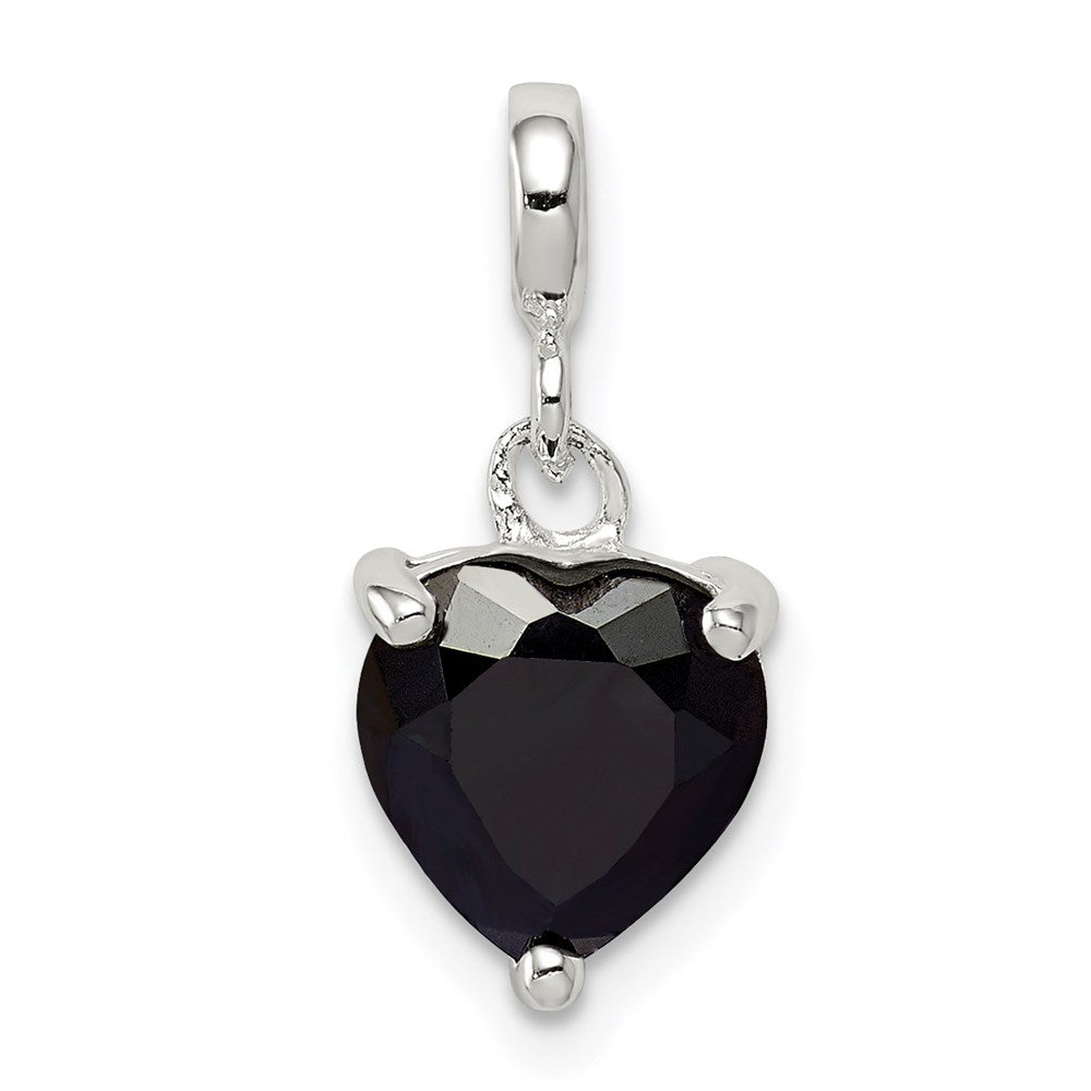 Sterling Silver Black Cz Heart Enhancer