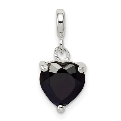 Sterling Silver Black Cz Heart Enhancer