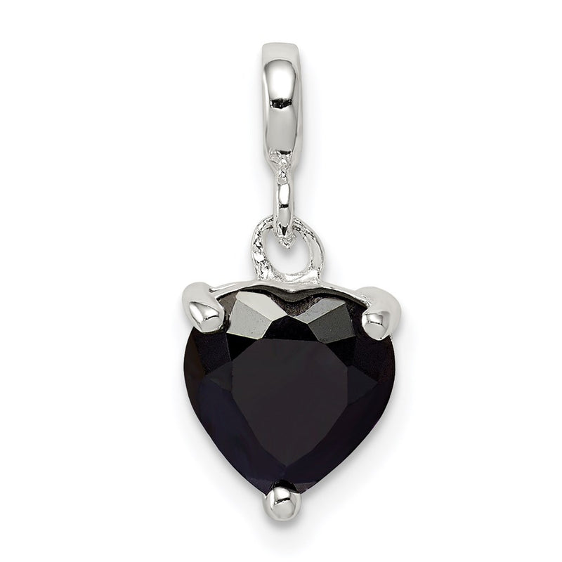 Sterling Silver Black Cz Heart Enhancer