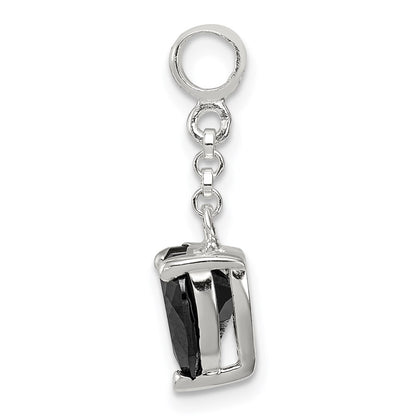 Sterling Silver Black Cz Heart 1/2In Dangle Enhancer