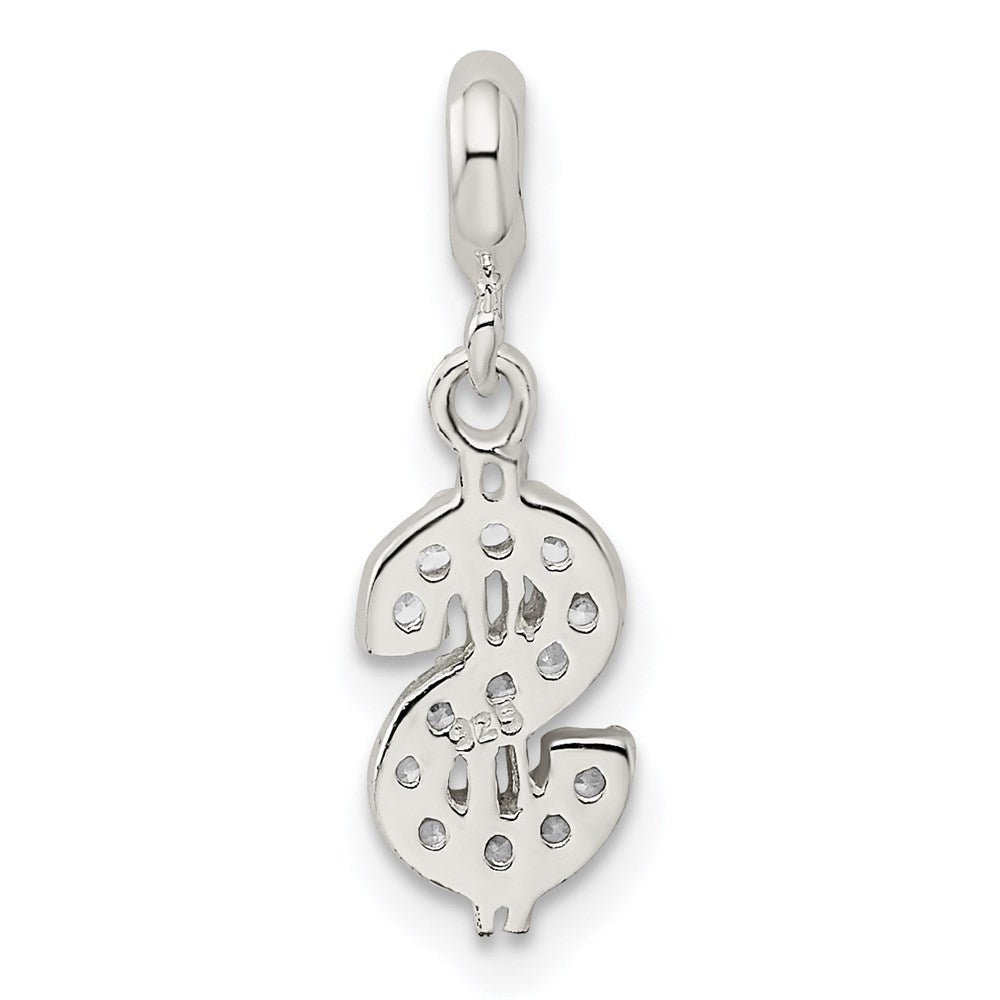 Sterling Silver Cz Dollar Sign Enhancer
