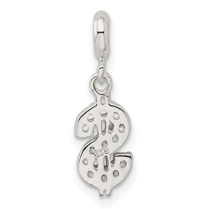 Sterling Silver Cz Dollar Sign Enhancer