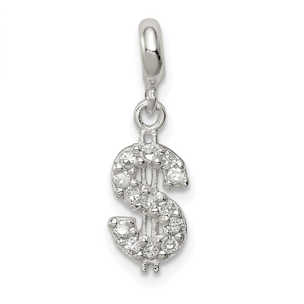 Sterling Silver Cz Dollar Sign Enhancer