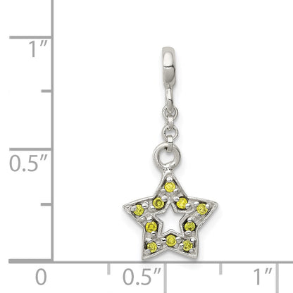 Sterling Silver Green Cz Star 1/2In Dangle Enhancer