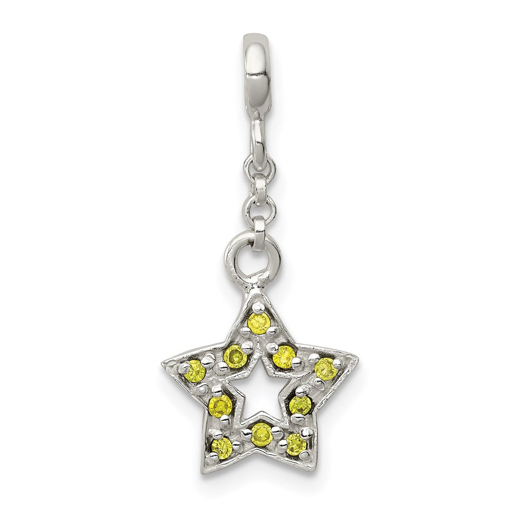 Sterling Silver Green Cz Star 1/2In Dangle Enhancer