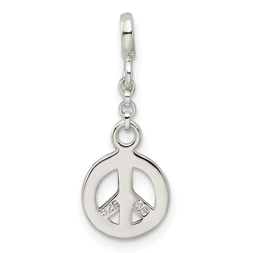 Sterling Silver Enameled Peace Symbol 1/2In Dangle Enhancer