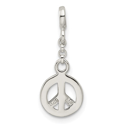 Sterling Silver Enameled Peace Symbol 1/2In Dangle Enhancer