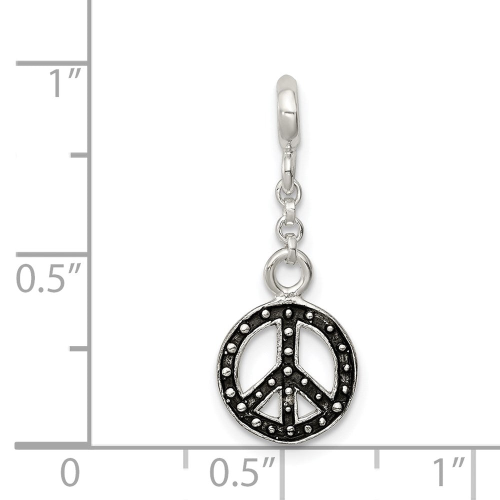 Sterling Silver Enameled Peace Symbol 1/2In Dangle Enhancer