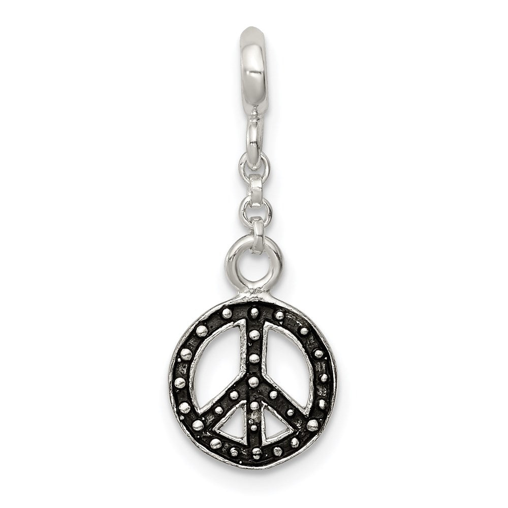 Sterling Silver Enameled Peace Symbol 1/2In Dangle Enhancer