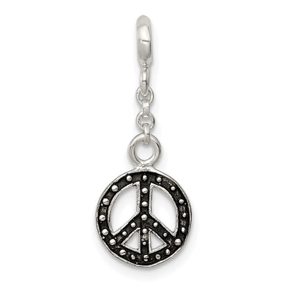 Sterling Silver Enameled Peace Symbol 1/2In Dangle Enhancer