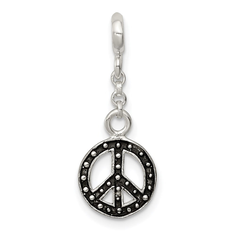 Sterling Silver Enameled Peace Symbol 1/2In Dangle Enhancer
