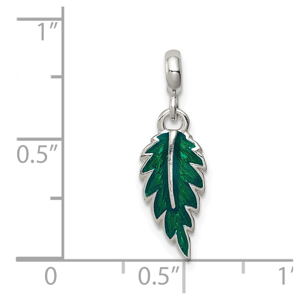 Sterling Silver Green Enameled Leaf Enhancer