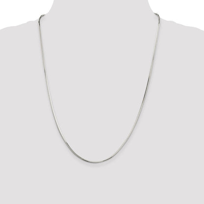 24 Inch Sterling Silver 1.65mm Octagonal Snake Chain Necklace
