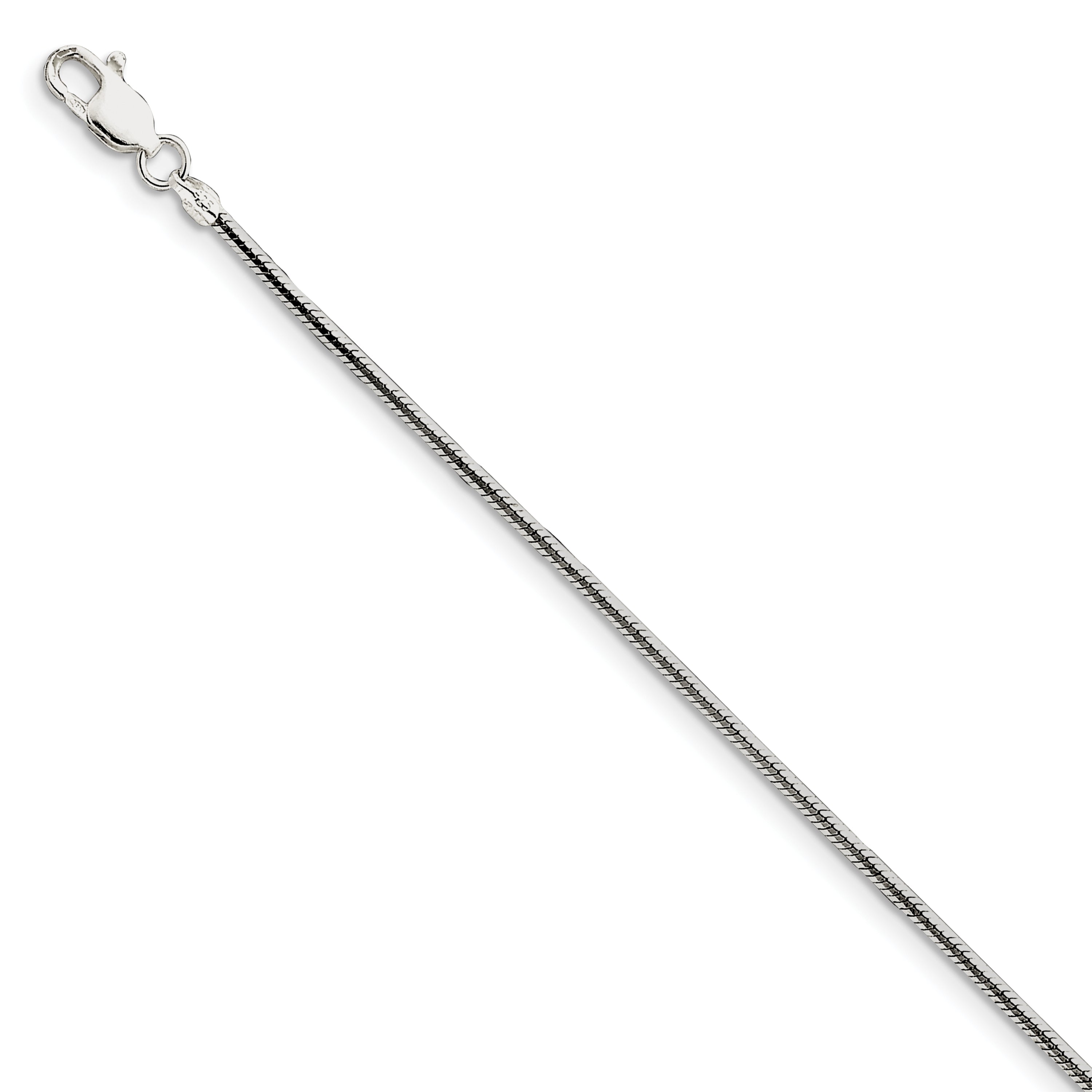 7 Inch Sterling Silver 1.65mm Octagonal Snake Chain