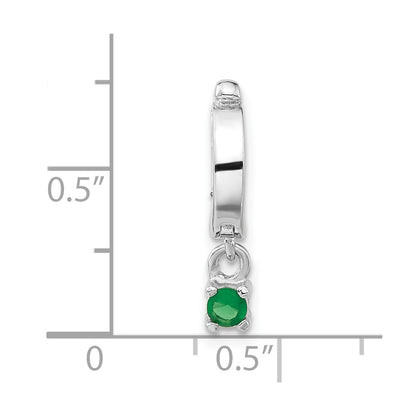 Sterling Silver Polished Green Cz Hinged Pendant