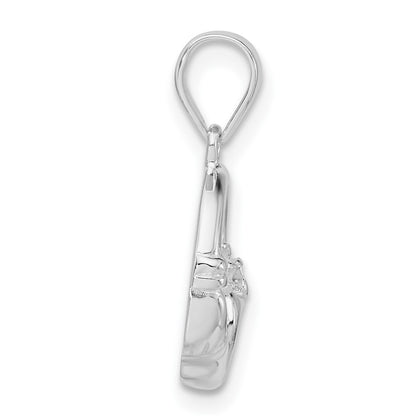 Sterling Silver Polished Green Cz Claddagh Pendant