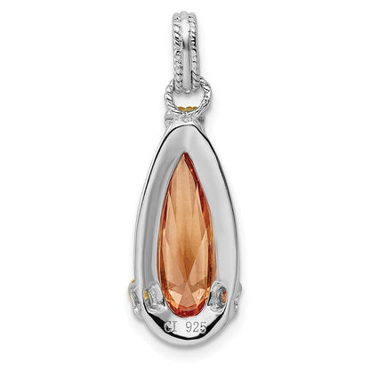 Sterling Silver & Vermeil Rhodium-Plated Champagne Cz Pendant