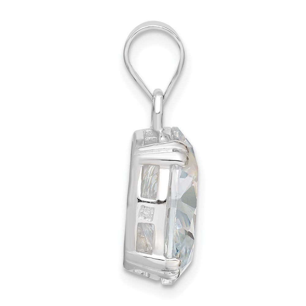 Sterling Silver Round Clear Cz Pendant