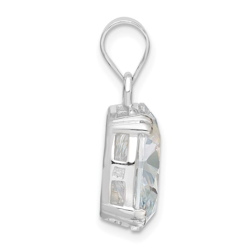 Sterling Silver Round Clear Cz Pendant
