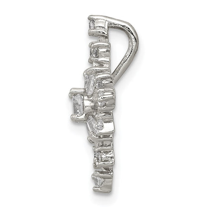 Sterling Silver Rhodium-Plated Cz Snowflake Slide