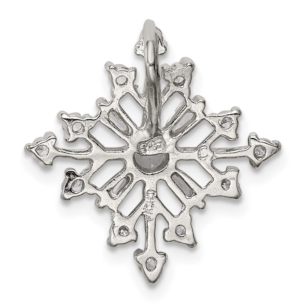 Sterling Silver Rhodium-Plated Cz Snowflake Slide